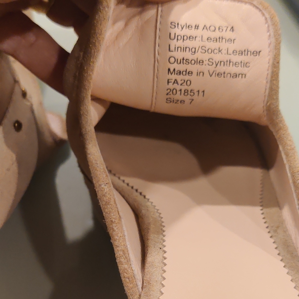J. Crew Beige Suede Mules with Gold Studs Size 7 - Picture 10 of 11
